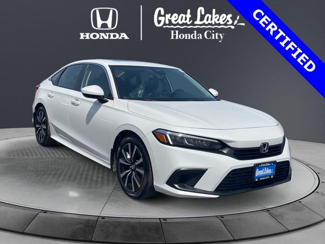 Platinum White Pearl 2024 Honda Civic EX FWD Sedan Front-Wheel Drive Continuously Variable Transmission