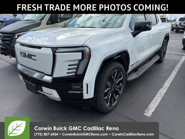 Summit White 2025 GMC Sierra EV Denali Crew Cab (Max Range) e4WD Pickup Truck All-Wheel Drive 1-Speed Automatic
