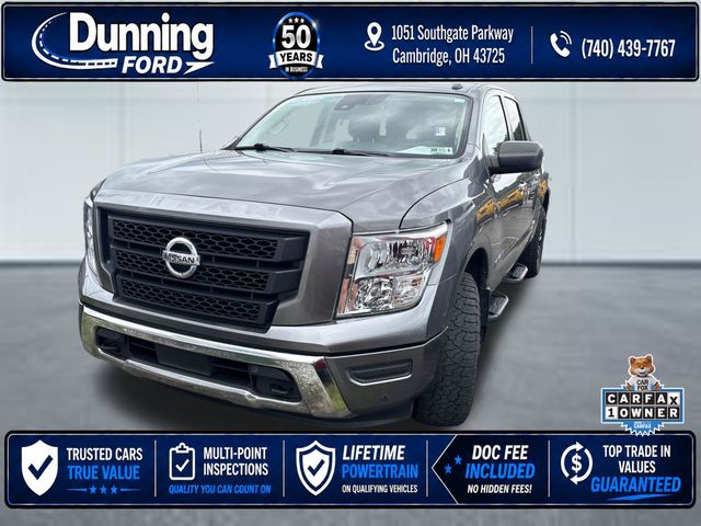 Gray (Gun Metallic) 2021 Nissan Titan Pickup Truck Four-Wheel Drive 9-Speed Automatic