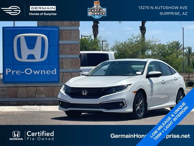 Platinum White Pearl 2019 Honda Civic EX-L FWD Sedan Front-Wheel Drive Continuously Variable Transmission