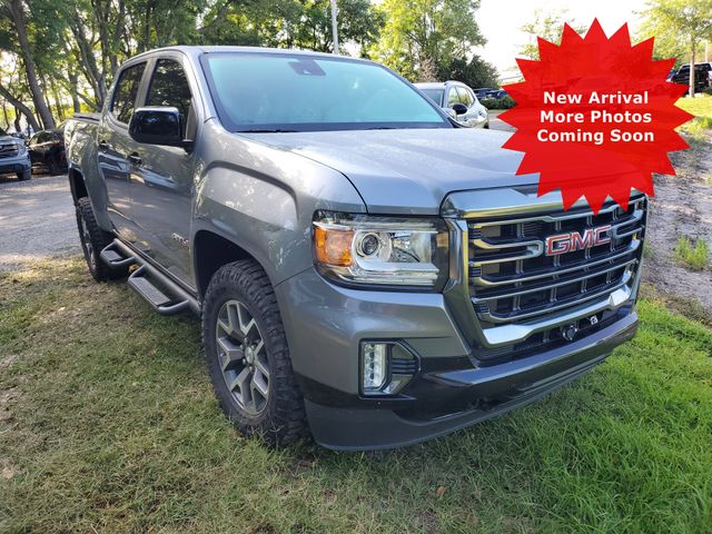 Gray (Satin Steel Metallic) 2021 GMC Canyon AT4 Crew Cab 4WD with Cloth Pickup Truck Four-Wheel Drive 8-Speed Automatic