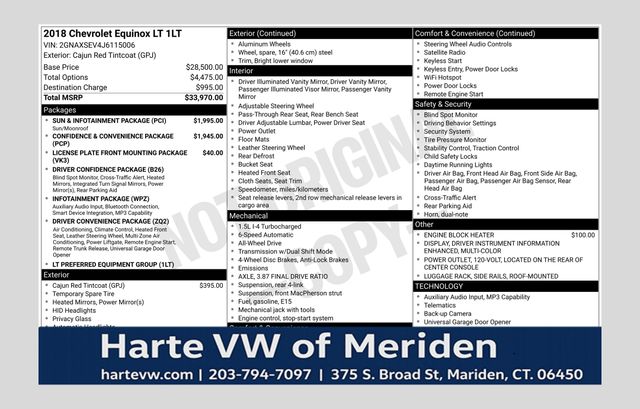 Cajun Red Tintcoat 2018 Chevrolet Equinox 1.5T LT AWD SUV / Crossover Four-Wheel Drive 6-Speed Automatic Overdrive