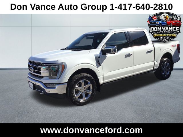 White Metallic 2023 Ford F-150 Lariat SuperCrew 4WD Pickup Truck Four-Wheel Drive Automatic