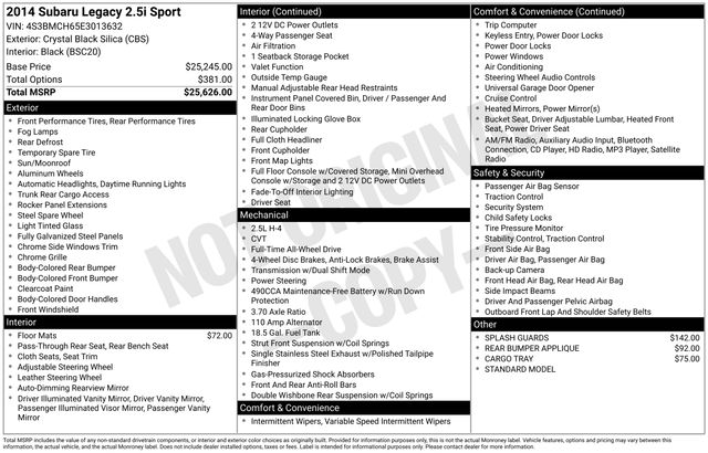 2014 Subaru Legacy 2.5i Sport photo