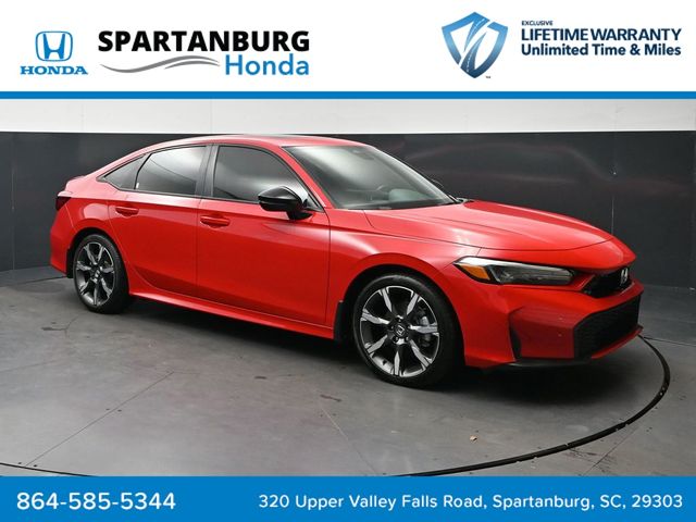 Red 2025 Honda Civic Hybrid Sedan Front-Wheel Drive Continuously Variable Transmission