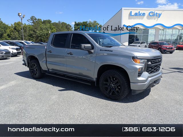 Sterling Gray Metallic 2024 Chevrolet Silverado 1500 Custom Crew Cab 4WD Pickup Truck Four-Wheel Drive 8-Speed Automatic