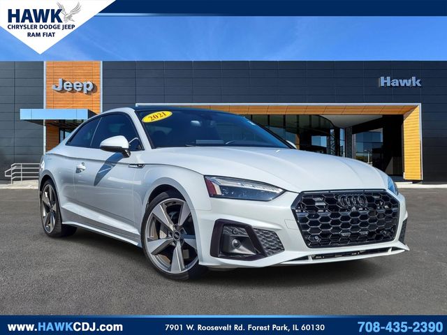 Glacier White 2021 Audi A5 Coupe All-Wheel Drive 7-Speed Automatic