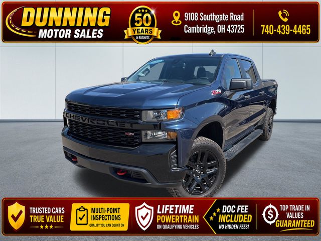 Northsky Blue Metallic 2022 Chevrolet Silverado 1500 Custom Trail Boss Crew Cab 4WD Pickup Truck Four-Wheel Drive 8-Speed Automatic