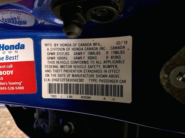 2018 Honda Civic LX Blue at Rafferty Subaru