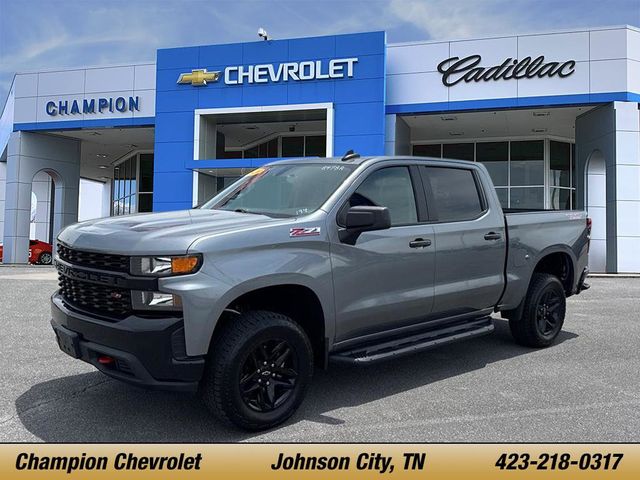 Gray (Steel Metallic) 2020 Chevrolet Silverado 1500 Custom Trail Boss Crew Cab 4WD Pickup Truck Four-Wheel Drive 6-Speed Automatic Overdrive