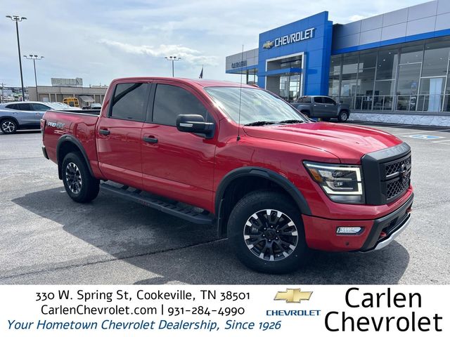 Red Alert 2021 Nissan Titan Pickup Truck Four-Wheel Drive 9-Speed Automatic