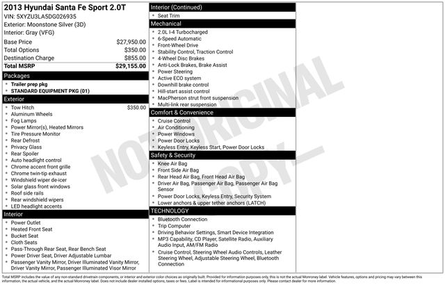 Moonstone Silver 2013 Hyundai Santa Fe Sport SUV / Crossover Front-Wheel Drive 6-Speed Automatic Overdrive