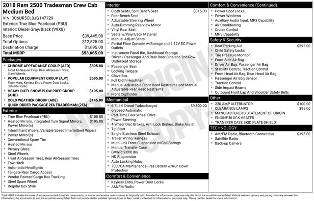 2018 RAM 2500 Tradesman Crew Cab 4WD