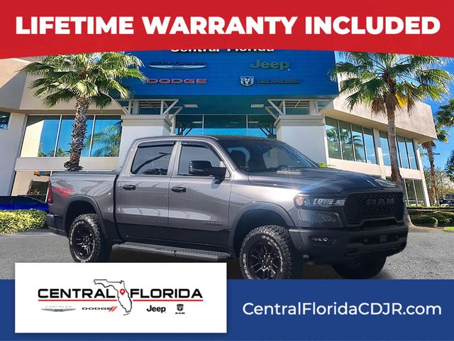 Gray (Granite Crystal Metallic Clearcoat) 2025 RAM 1500 Rebel Crew Cab 4WD Pickup Truck Four-Wheel Drive 8-Speed Automatic