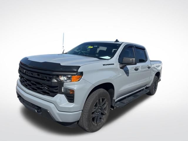 Slate Gray Metallic 2024 Chevrolet Silverado 1500 Custom Crew Cab 4WD Pickup Truck Four-Wheel Drive 8-Speed Automatic