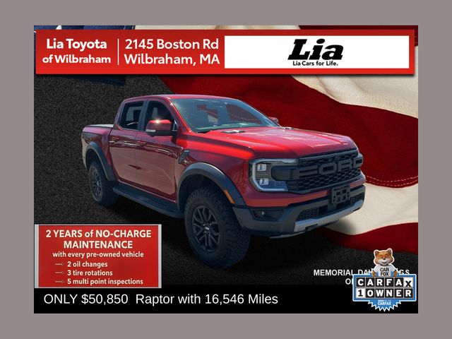 Chili Pepper Red 2024 Ford Ranger Raptor SuperCrew 4WD Pickup Truck Four-Wheel Drive Automatic