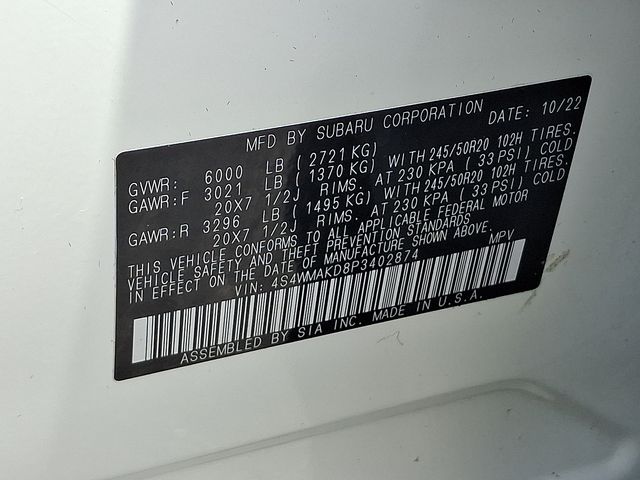 2023 Subaru Ascent Onyx Edition White at Rafferty Subaru