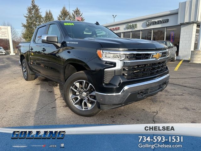 Black 2024 Chevrolet Silverado 1500 LT Crew Cab 4WD Pickup Truck Four-Wheel Drive 8-Speed Automatic