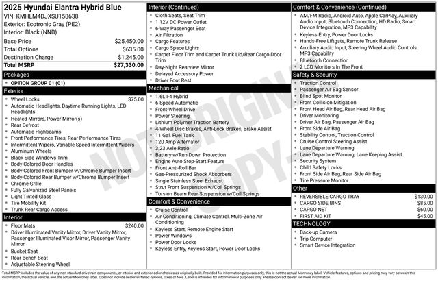 Ecotronic Gray Pearl 2025 Hyundai Elantra Hybrid Sedan Front-Wheel Drive 6-Speed Dual Clutch