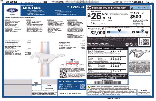 2025 Blue Ford Mustang EcoBoost RWD Coupe
