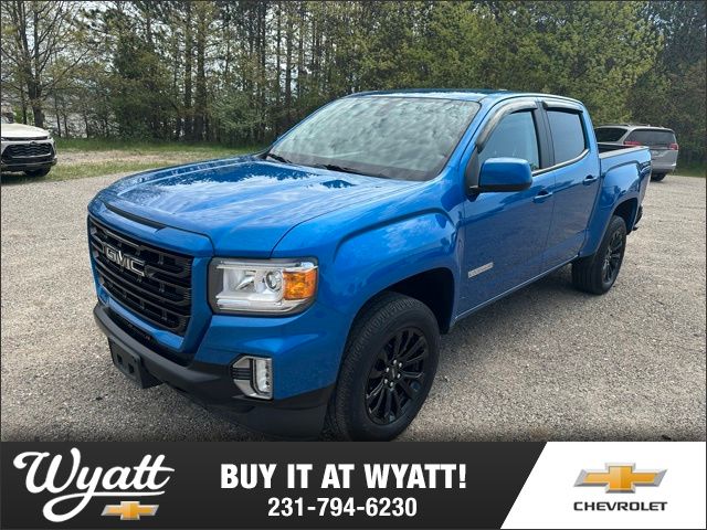 Blue 2022 GMC Canyon Elevation Crew Cab 4WD Pickup Truck Four-Wheel Drive 8-Speed Automatic