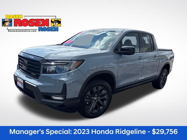 Gray 2023 Honda Ridgeline Pickup Truck All-Wheel Drive 9-Speed Automatic