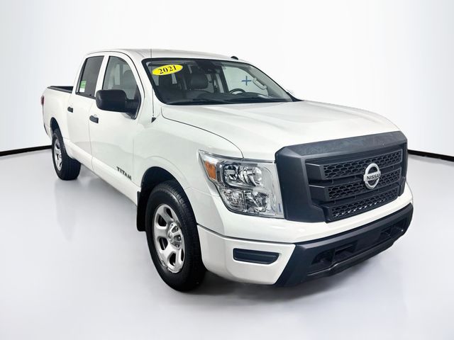Glacier White 2021 Nissan Titan Pickup Truck Four-Wheel Drive 9-Speed Automatic