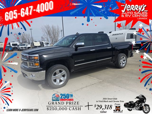 Black 2015 Chevrolet Silverado 1500 LTZ Crew Cab 4WD Pickup Truck Four-Wheel Drive 6-Speed Automatic Overdrive