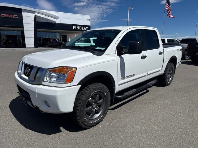 Glacier White 2015 Nissan Titan Pickup Truck Four-Wheel Drive 5-Speed Automatic