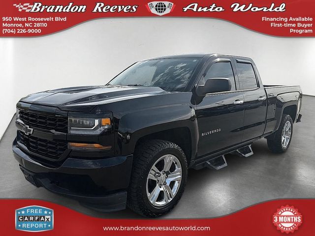 Black 2016 Chevrolet Silverado 1500 Custom Double Cab 4WD Pickup Truck Four-Wheel Drive 6-Speed Automatic Overdrive