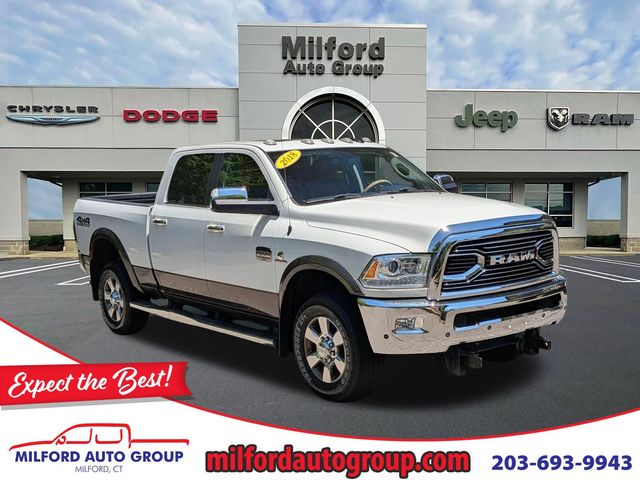 Pearl White 2018 RAM 2500 Laramie Longhorn Crew Cab 4WD Pickup Truck Four-Wheel Drive 6-Speed Automatic