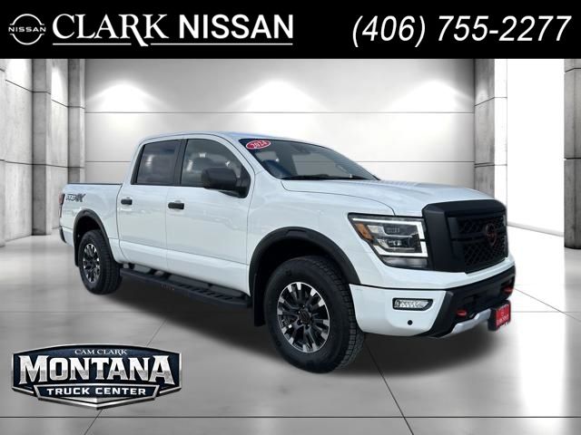 Glacier White 2024 Nissan Titan Pickup Truck Four-Wheel Drive 9-Speed Automatic