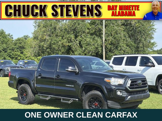Midnight Black Metallic 2022 Toyota Tacoma SR5 V6 Double Cab 4WD Pickup Truck Four-Wheel Drive 6-Speed Automatic