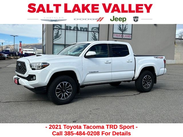White 2021 Toyota Tacoma TRD Sport Double Cab 4WD Pickup Truck Four-Wheel Drive 6-Speed Automatic