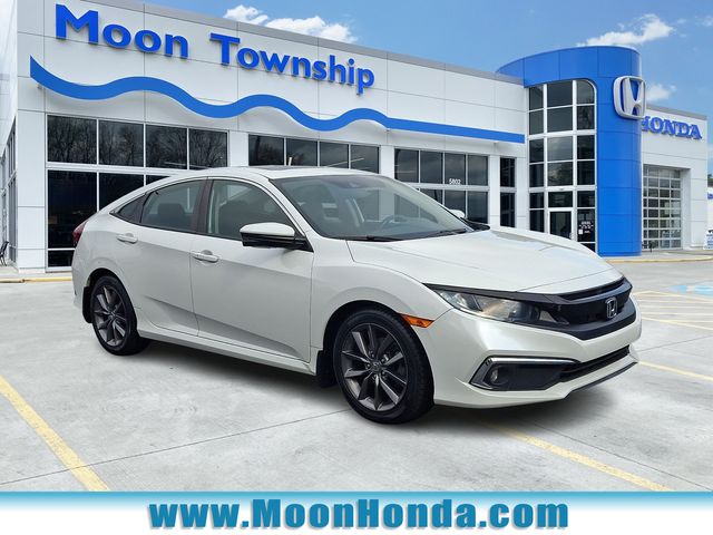 Platinum White Pearl 2020 Honda Civic Sedan Front-Wheel Drive Continuously Variable Transmission
