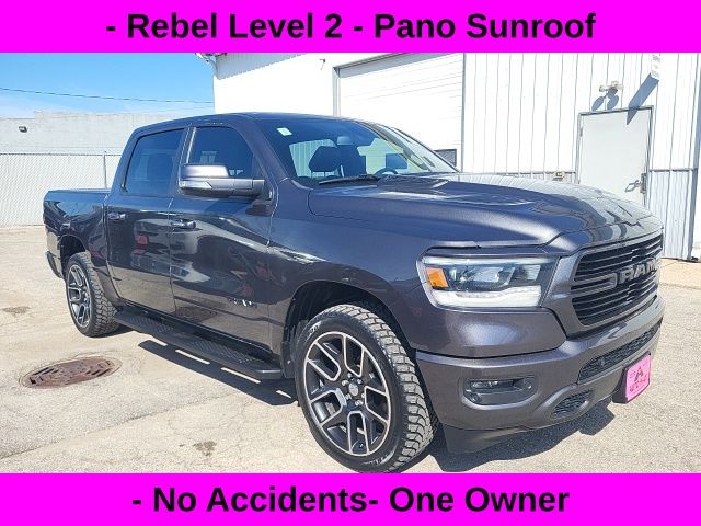 Gray (Granite Crystal Metallic Clearcoat) 2019 RAM 1500 Rebel Crew Cab 4WD Pickup Truck Four-Wheel Drive 8-Speed Automatic