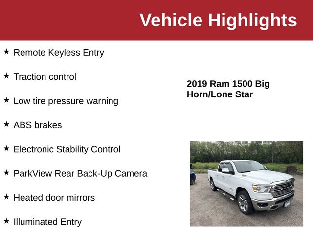 2019 Bright White Clearcoat Ram 1500 Big Horn/Lone Star 4X4 Truck
