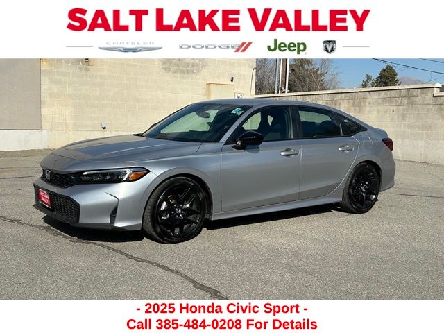 Silver 2025 Honda Civic Sport FWD Sedan Front-Wheel Drive Continuously Variable Transmission