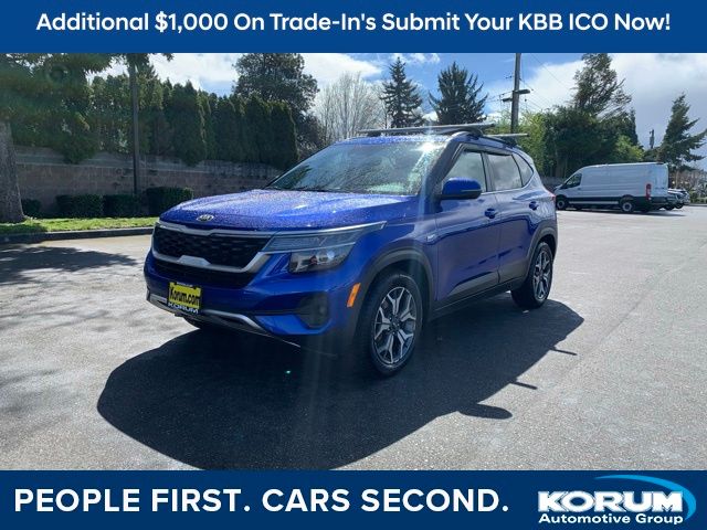 Neptune Blue 2021 Kia Seltos EX AWD SUV / Crossover All-Wheel Drive Continuously Variable Transmission