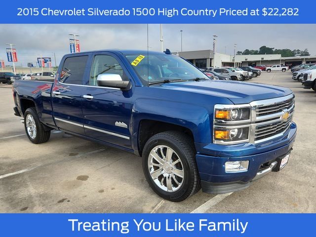 Deep Ocean Blue Metallic 2015 Chevrolet Silverado 1500 High Country Crew Cab 4WD Pickup Truck Four-Wheel Drive 6-Speed Automatic Overdrive