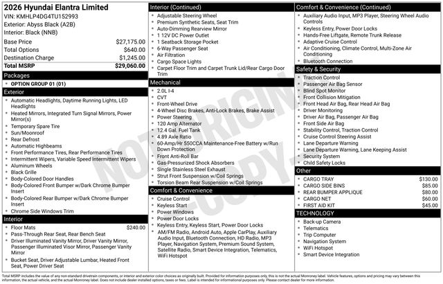 New 2026 Hyundai Elantra For Sale in Indianapolis, IN