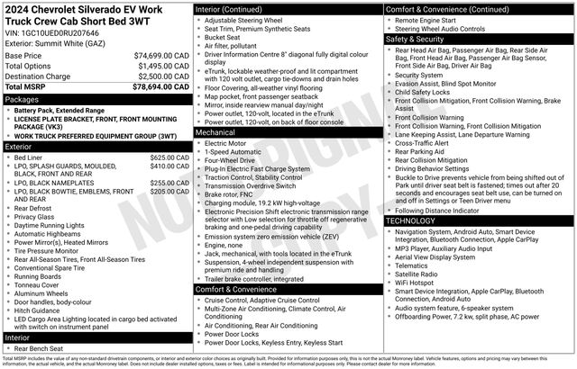 White 2024 Chevrolet Silverado EV Pickup Truck All-Wheel Drive 1-Speed Automatic