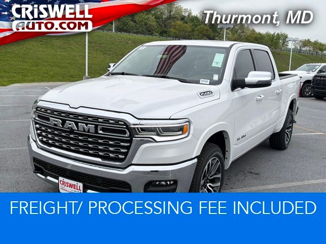 Ivory White Tri-Coat Pearlcoat 2026 RAM 1500 Limited Crew Cab 4WD Pickup Truck Four-Wheel Drive 8-Speed Automatic