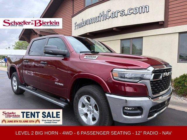 Delmonico Red Pearlcoat 2025 RAM 1500 Big Horn Crew Cab 4WD Pickup Truck Four-Wheel Drive 8-Speed Automatic