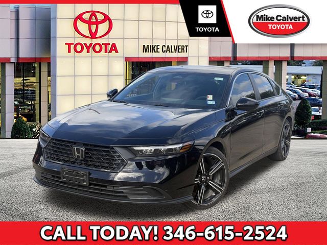 Crystal Black Pearl 2025 Honda Accord Hybrid Sport FWD Sedan Front-Wheel Drive Continuously Variable Transmission