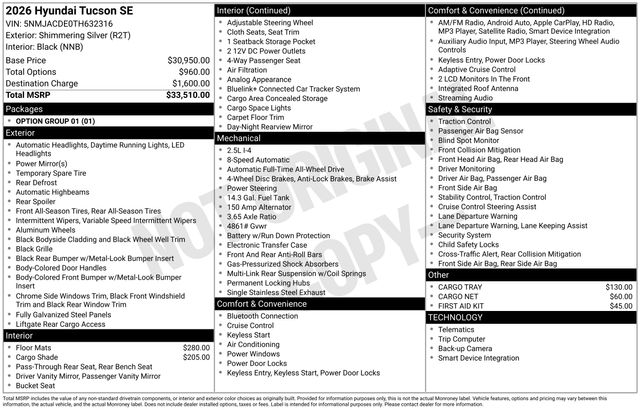 New 2026 Hyundai Tucson For Sale in Indianapolis, IN