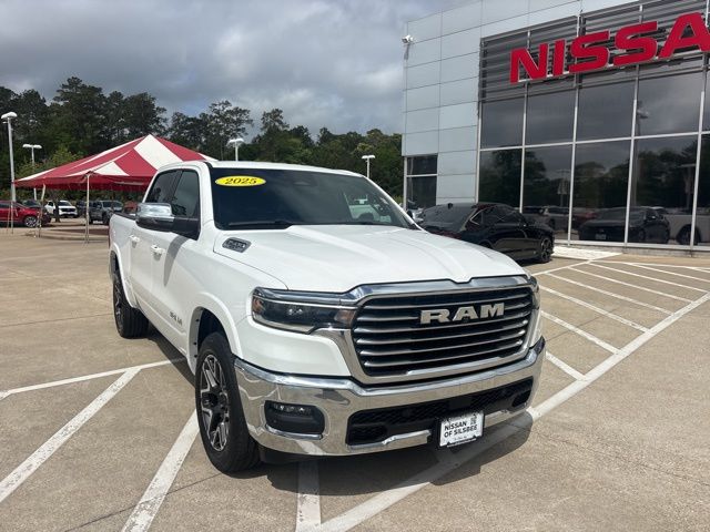 Bright White Clearcoat 2025 RAM 1500 Laramie Crew Cab 4WD Pickup Truck Four-Wheel Drive 8-Speed Automatic