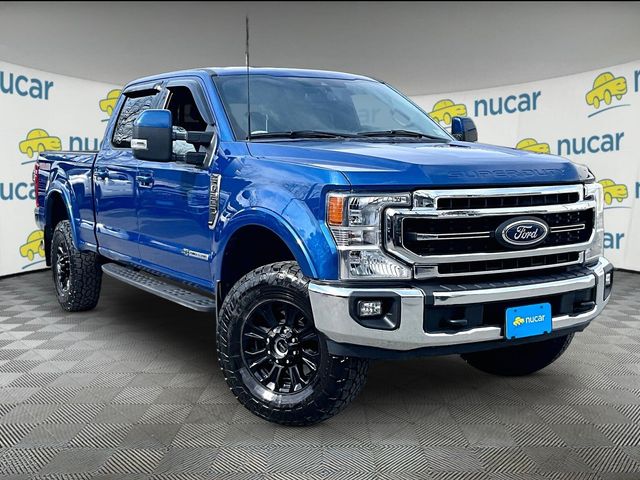 Blue 2022 Ford F-250 Super Duty Lariat Crew Cab 4WD Pickup Truck Four-Wheel Drive Automatic