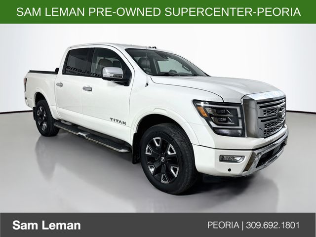 Pearl White Metallic 2021 Nissan Titan Pickup Truck Four-Wheel Drive 9-Speed Automatic