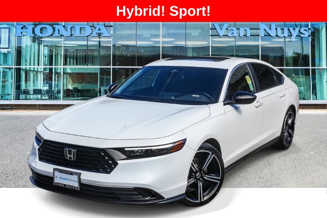 White 2025 Honda Accord Hybrid Sedan Front-Wheel Drive Continuously Variable Transmission